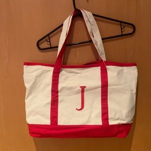 “J” Tote Bag with Anchors inside